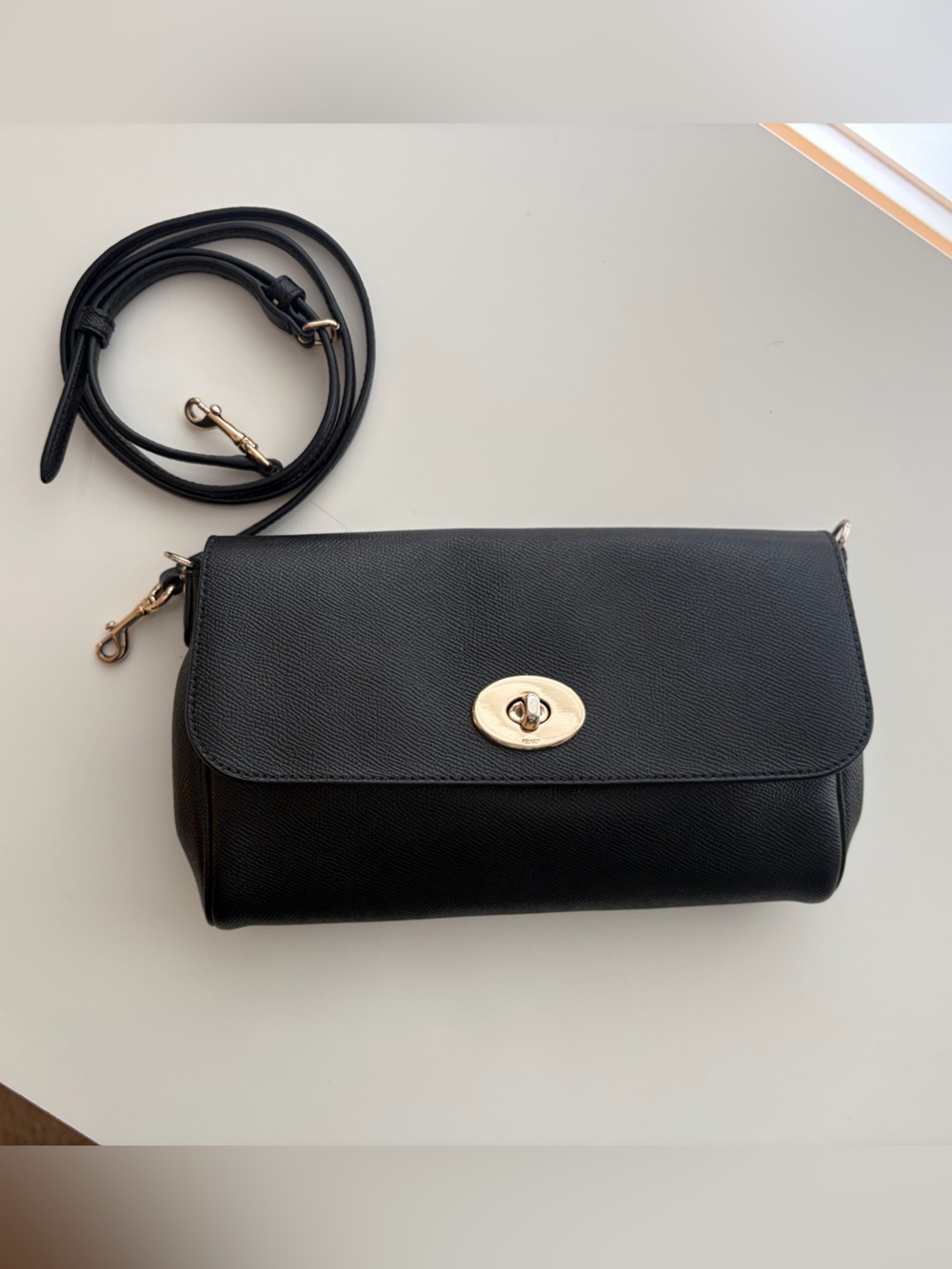 COACH RUBY Classic Black Crossbody Bag with Turn-Lock Closure Gold hardware